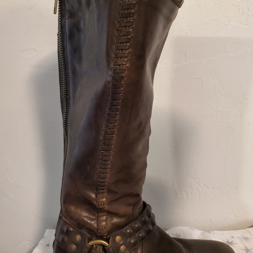 Tall Brown studded Frye boots